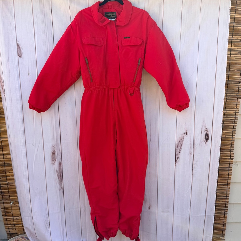 Eddie Bauer Vintage Red Insulated Ski Suit One Piece Snow Suit Womens 16